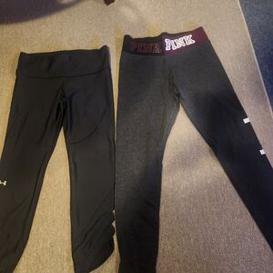 Under Armour Black Performance Leggings and PInk Yoga Pants